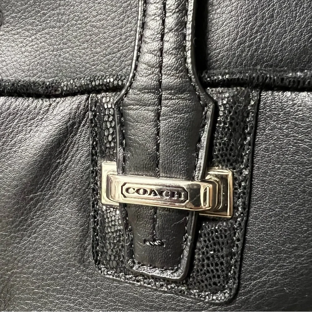 COACH Taylor Leather Alexis Carryall Shoulder Bag Purse in Black F25205
